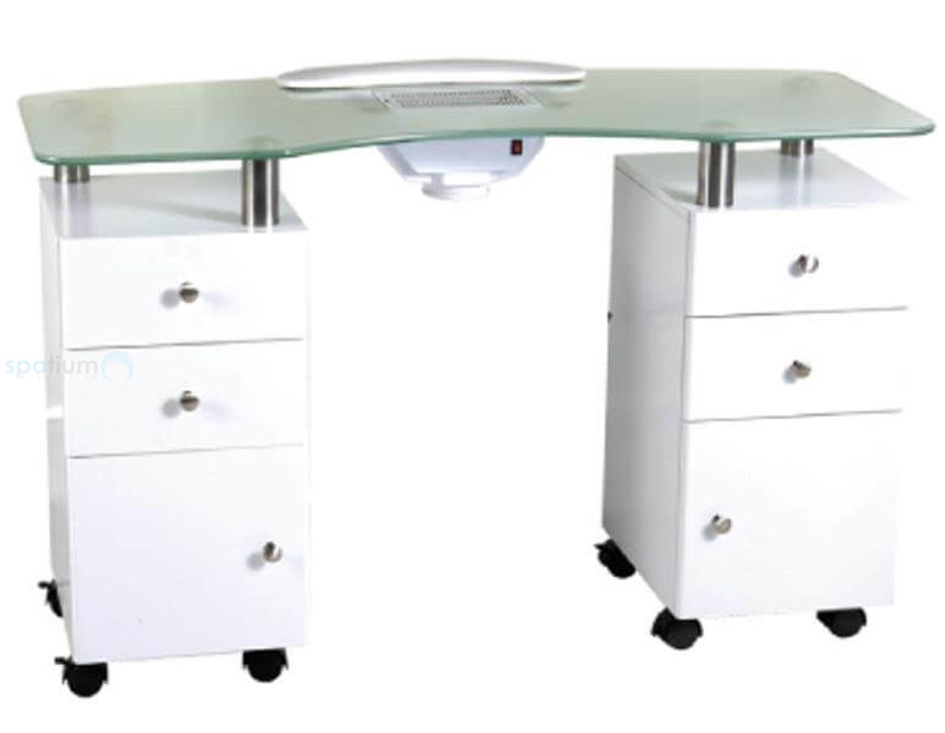Picture of NAIL GLASS TABLE WITH TWO DRAWERS