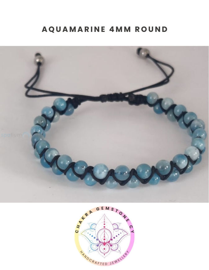 Picture of Aquamarine Energy Bracelet - STONE OF COURAGE. 16-22CM ADJUSTABLE Double Bracelet