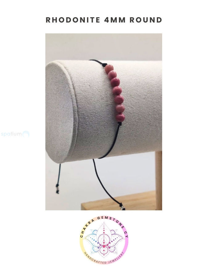 Picture of Pink Rhodonite Energy Bracelet - STONE OF COMPASSION.  16-22CM Mini Bracelet