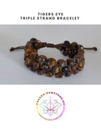 Picture of Tigers eye Energy Bracelet - POWER STONE. 16-23CM ADJUSTABLE TRIPLE STRAND